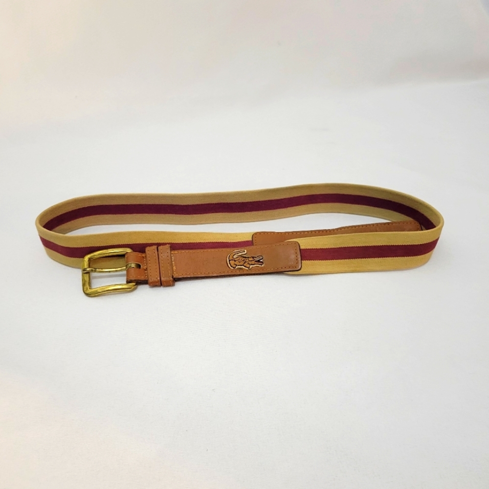 Lacoste Men's Vintage Fabric and Leather Belt